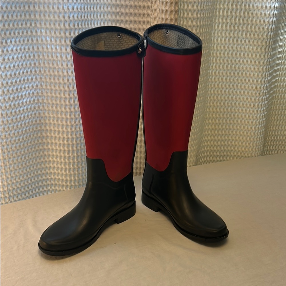Hunter Red and Black Winter Rain Boots